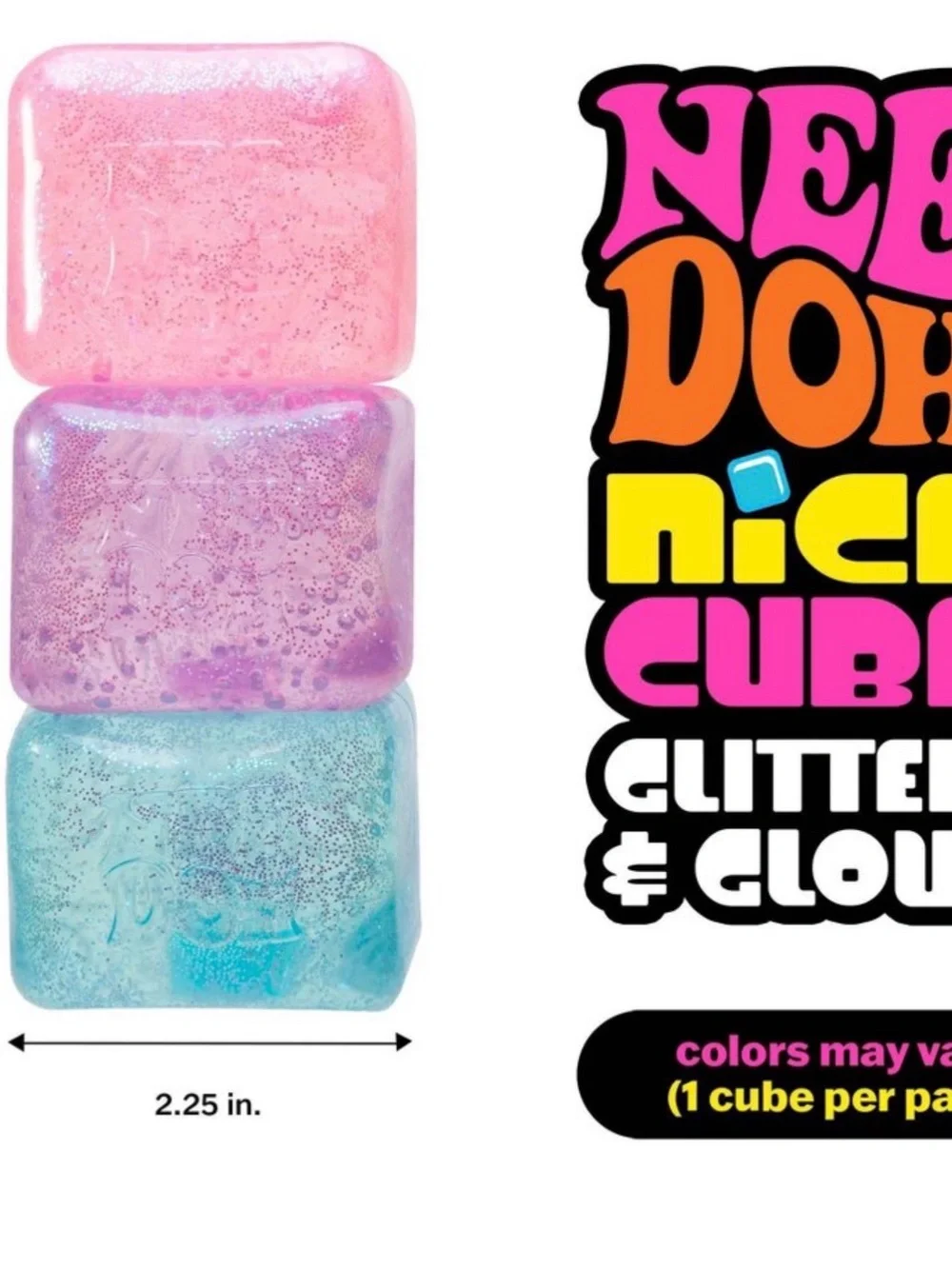 NeeDoh Nice Cube Glitter and Glow (Colors May Vary)